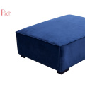 Navy Blue Tufted Upholstered Ottoman Stool Square Shaped Modern Living Room Sofa Footrest